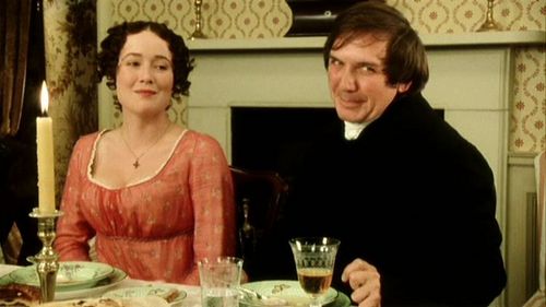 Elizabeth Bennet at table with Mr Collins