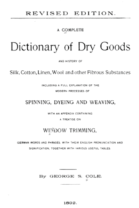 title page of Dictionary of Dry Goods